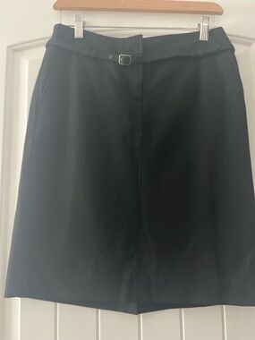 LOFT Black A-Line Skirt with Slim Belt